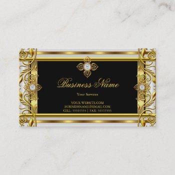 elegant white gold black business card