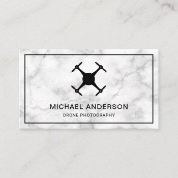 elegant white marble modern drone photography business card