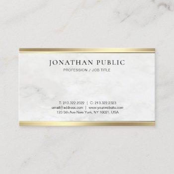 elegant white marble modern gold simple template business card