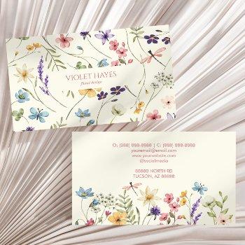 elegant wildflower wild flower floral custom business card