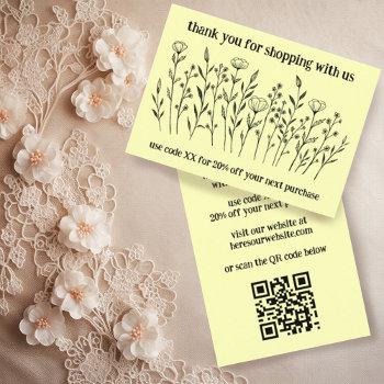 elegant wildflowers order thank you qr code business card