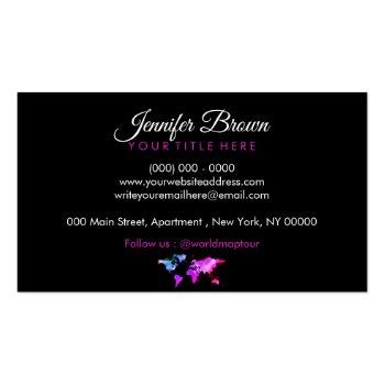 Small Elegant World Map Trip Globe Travel Agent Business Card Back View