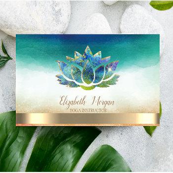 elegant yoga instructor blue lotus  business card