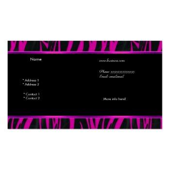 Small Elegant Zebra Hot Pink Black Boutique Card 4 Back View