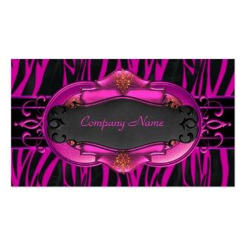 Small Elegant Zebra Hot Pink Black Boutique Card 4 Front View