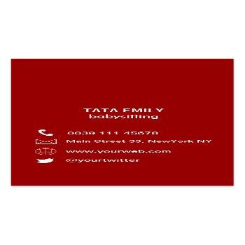 Small Elephant Baby Infant Vertical Business Card Back View