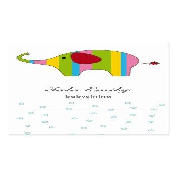Small Elephant Baby Infant Vertical Business Card Front View