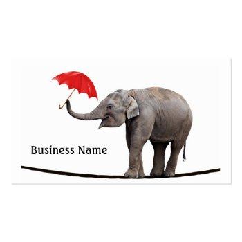 Small Elephant On A Tightrope Business Card Front View