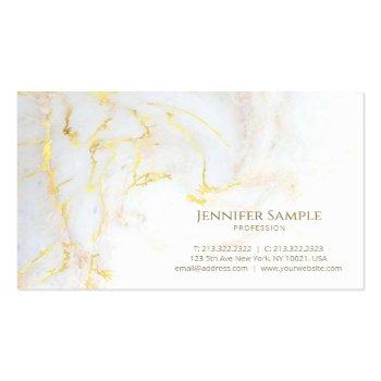 Small Elite Gold Marble Plain Elegant Golden Modern Chic Business Card Back View