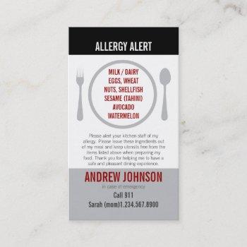 english/spanish bilingual allergy alert card
