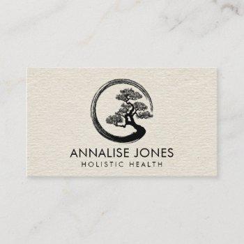 enso circle and bonsai tree on canvas business card