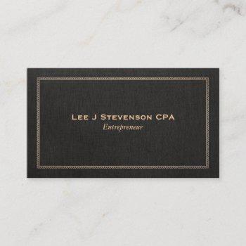 entrepreneur professional classic faux black linen business card