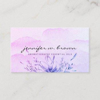 essential oils purple watercolor flower oily business card