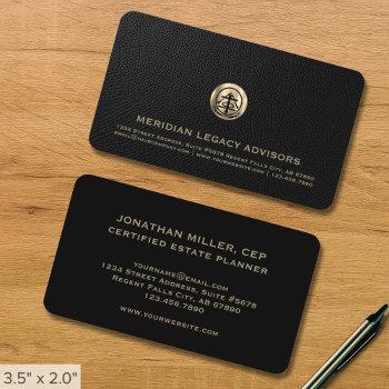estate planning business cards black and gold