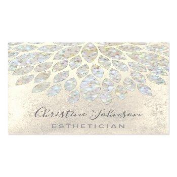 Small Esthetician Faux Glitter Dahlia Square Business Card Front View