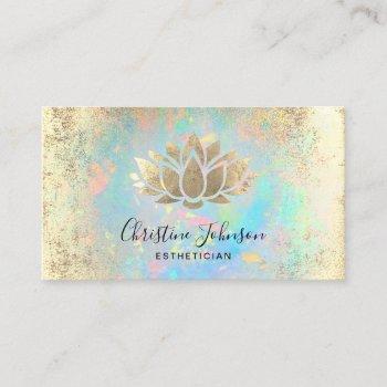 esthetician faux gold foil lotus logo business card