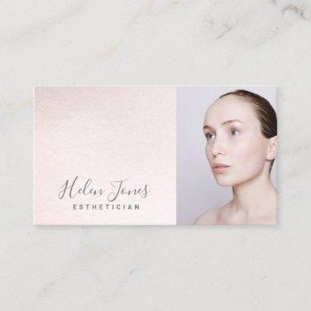esthetician faux pink leather texture business card
