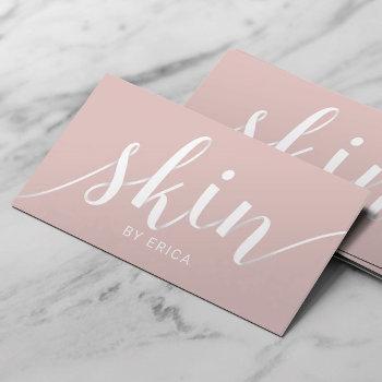 esthetician skin care blush pink typography business card