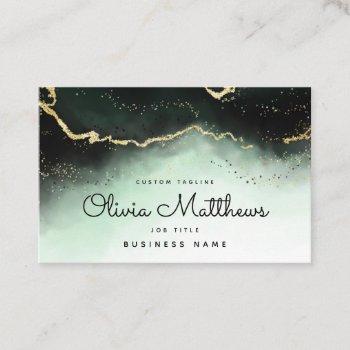 ethereal mist ombre emerald green watercolor moody business card