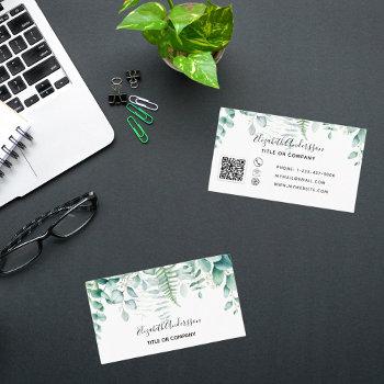 eucalyptus greenery forest fern modern qr code business card