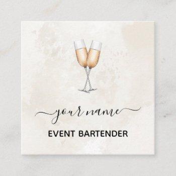 event bartender champagne glasses elegant marble square business card