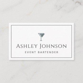 event bartender cocktail mixologist classic white business card