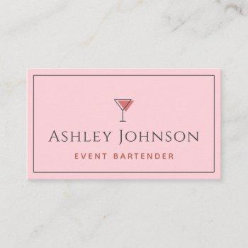 event bartender sommelier mixologist pink & gray  business card