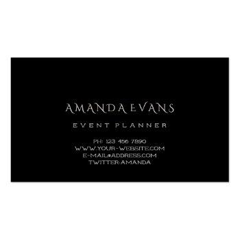 Small Event Planner  Black Frame Stars Gold Sparkl Sepia Business Card Back View