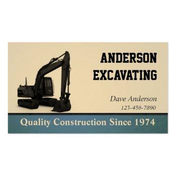 Small Excavator Construction Business Card Front View
