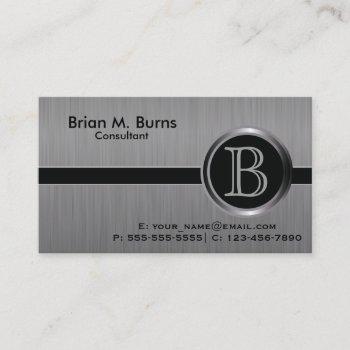 executive black brush steel monogram business card