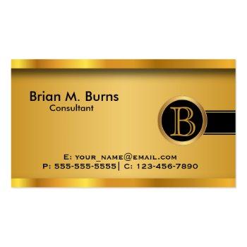Small Executive Black Gold |  Diy Monogram Business Card Front View