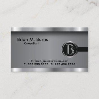 executive black steel monogram business card