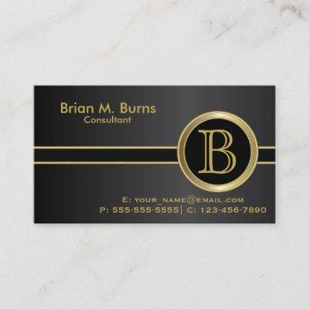 Small Executive Classic Black Monogram Business Card Front View