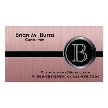 Small Executive Ruby Brush Steel Monogram Business Card Front View