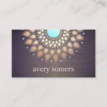 exotic floral gold ornate lotus flower wood business card