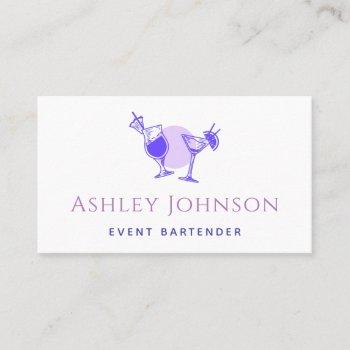exotic purple cocktails event bartender chic girly business card