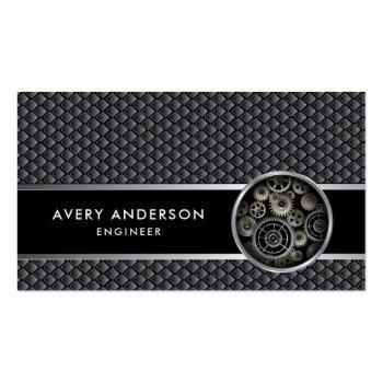 Small Exposed Gears Mechanical Look Business Card Front View
