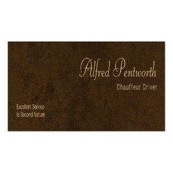 Small Exquisite Minimalist Brown Grunge Chauffeur Mini Business Card Front View