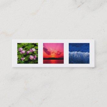 extra small 3 photo or logo white gray modern chic mini business card