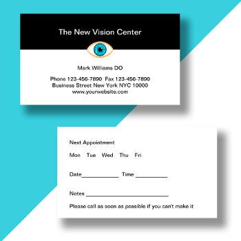 eye care doctor appointment business cards