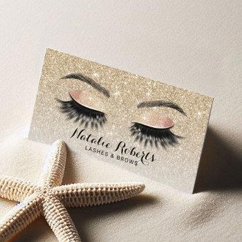 eyelash extensions chic gold glitter beauty salon business card