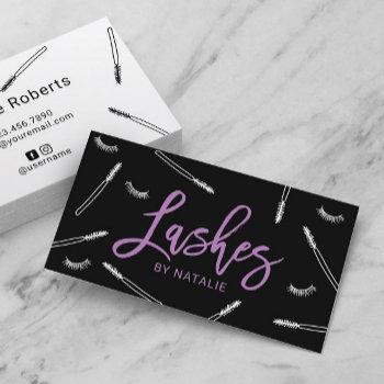 eyelash extensions makeup artist lash bar purple business card
