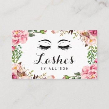 eyelashes makeup artist romantic floral wrapping business card