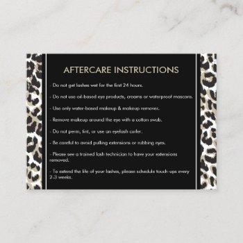 eyelashes with leopard print aftercare card
