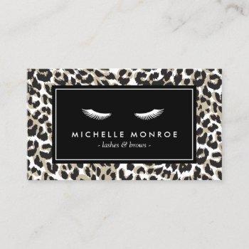 eyelashes with leopard print business card