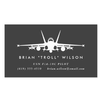 Small F/a-18c Fighter Pilot With Matching Pattern Business Card Front View