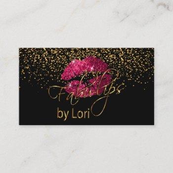 fabu-lips with gold confetti business card