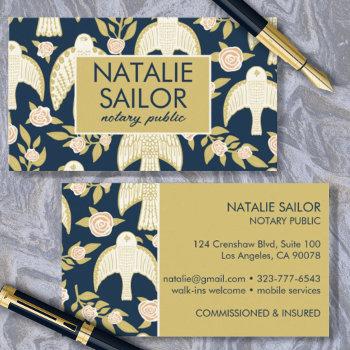 falcons & roses chic unique modern notary public business card