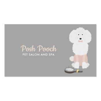 Small Fancy Dog Grooming Business Card Front View