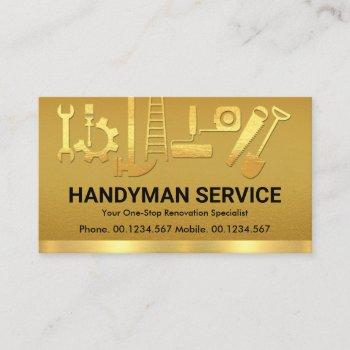 fancy gold handyman construction tools remodeling business card